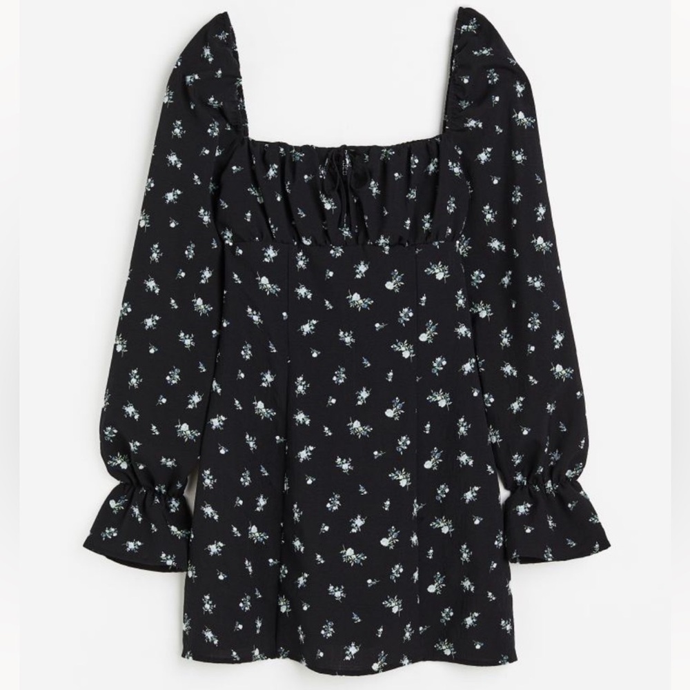 H&M Puff-Sleeved Crepe Dress